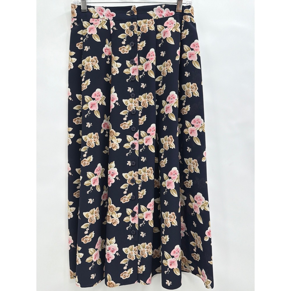Rafaella Vintage Floral Button Front Maxi A Line Skirt Sz 10 Made in USA